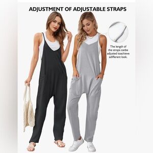Women's Black and Gray Adjustable Strap Jumpsuit